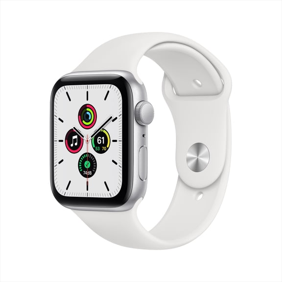 Restored Apple Watch SE (GPS, 44mm) Silver Aluminum Case with White Sport Band
