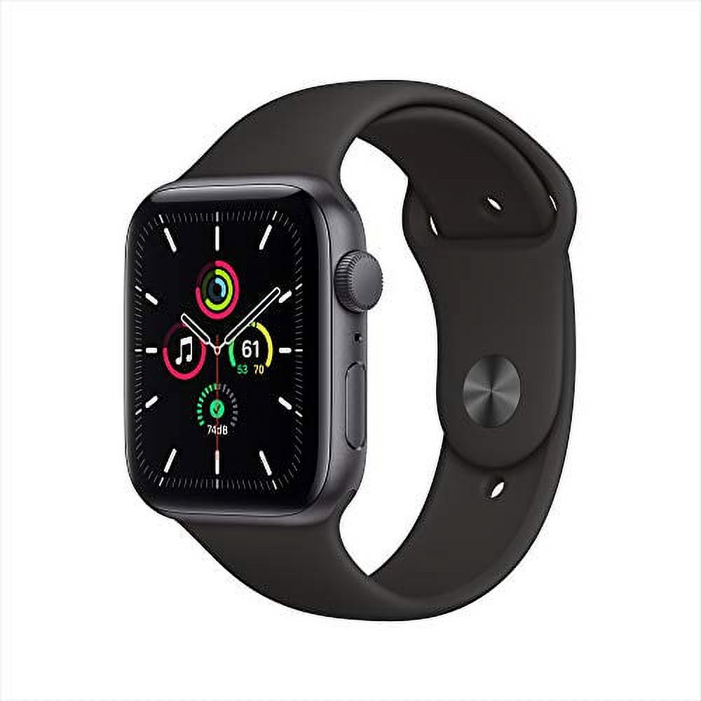 Apple Watch SE (1st Gen) GPS, 44mm Space Gray Aluminum Case with Black Sport Band - Regular - image 1 of 9