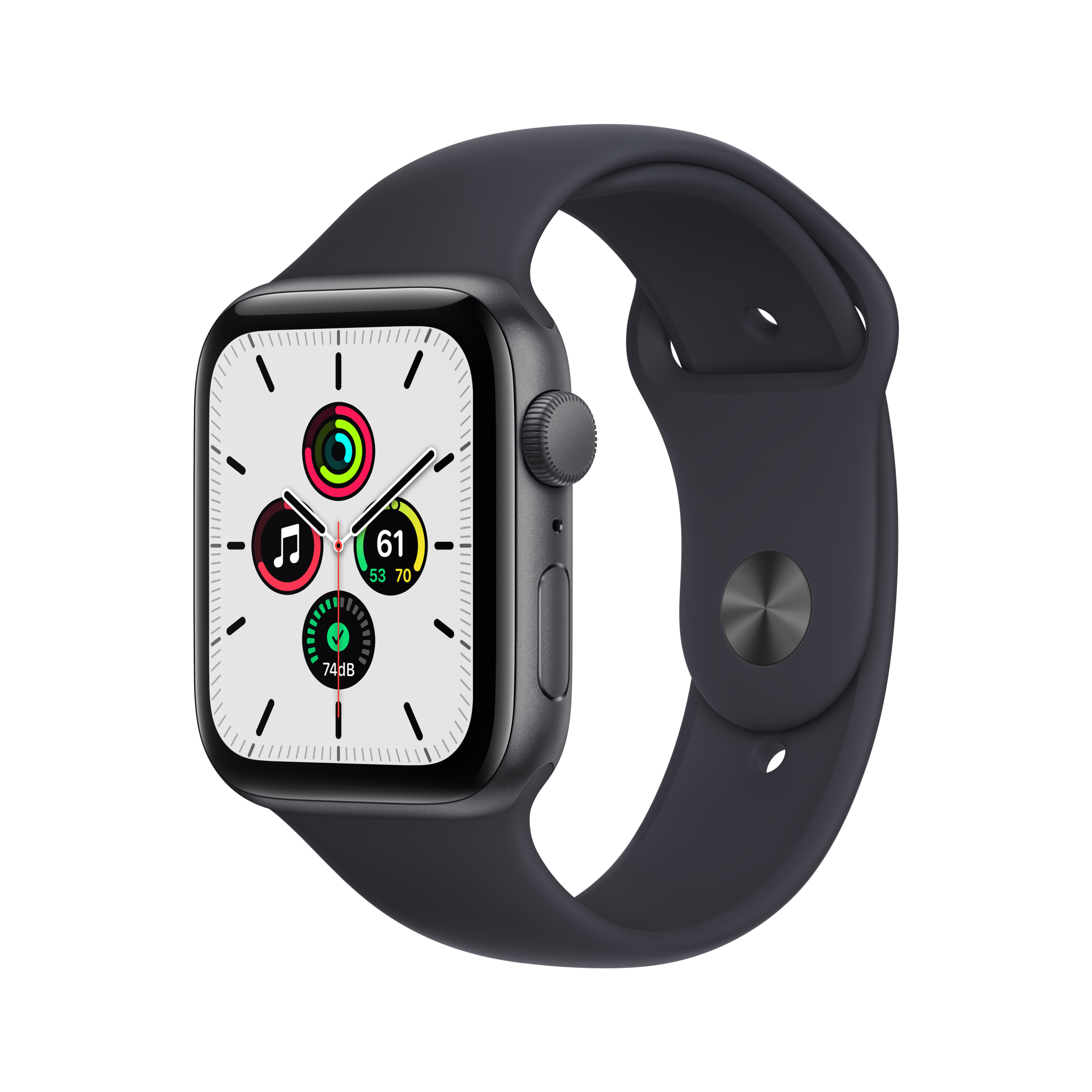 Apple Watch SE (1st Gen) GPS, 44mm Space Gray Aluminum Case with Midnight Sport Band - Regular - image 1 of 9