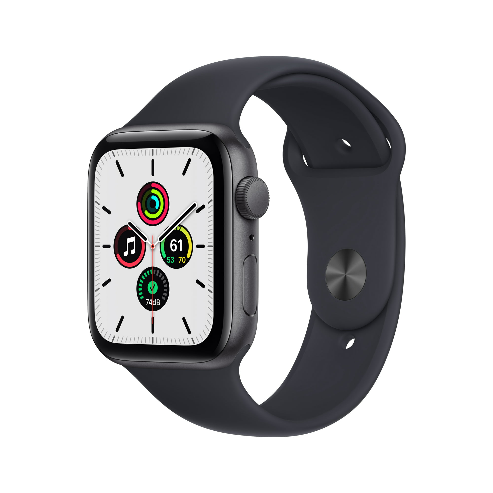 apple watch with black rubber wristband