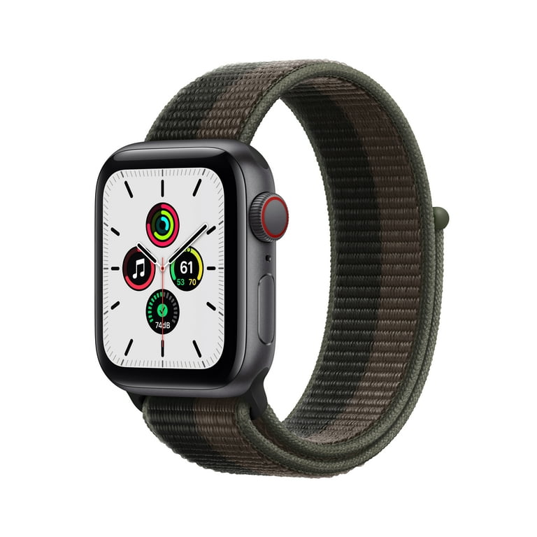 Apple Watch SE (1st Gen) GPS + Cellular, 40mm Space Gray Aluminum Case with  Tornado/Gray Sport Loop