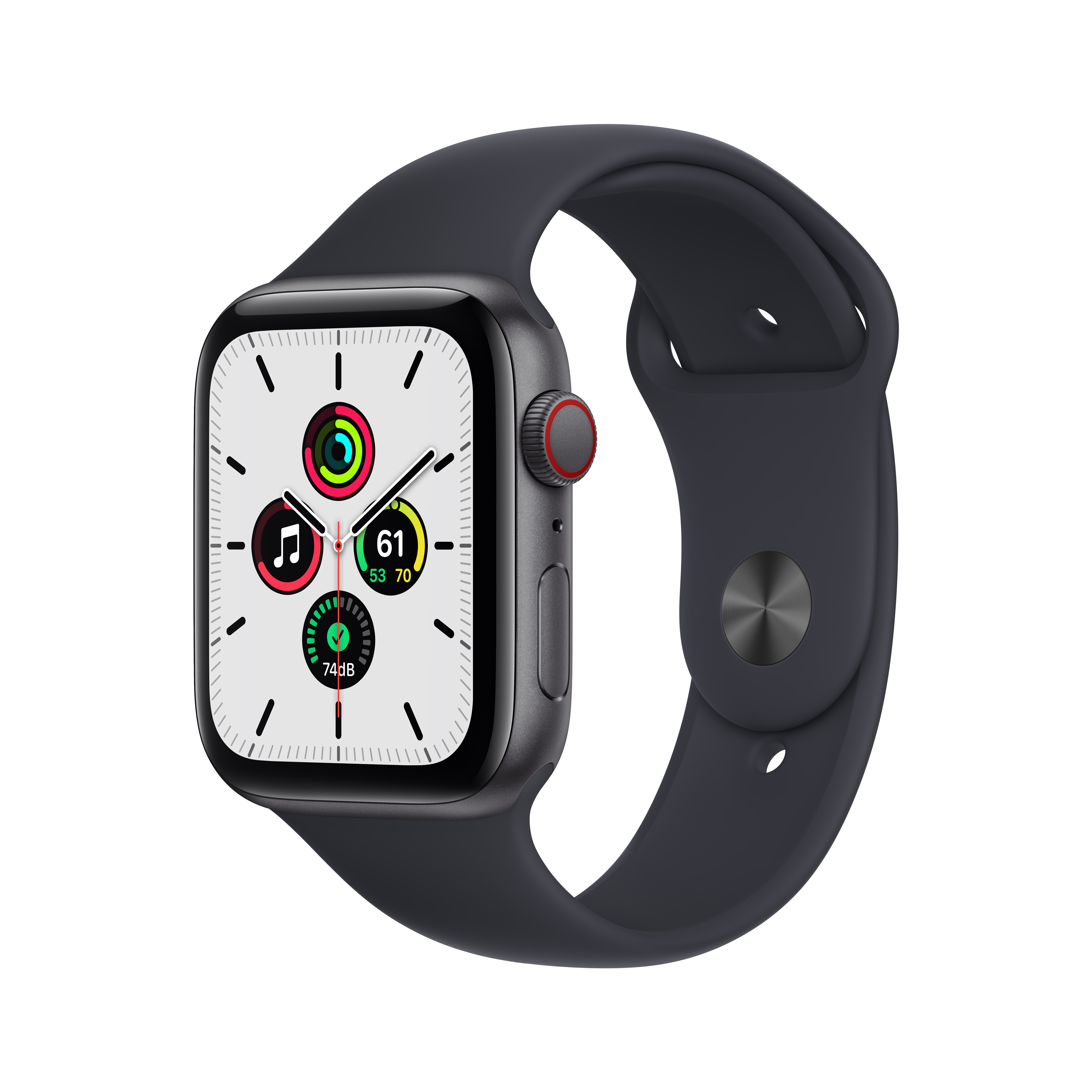 Apple Watch SE (1st Gen) GPS + Cellular 44mm Space Gray Aluminum Case Midnight Sport Band - Regular with Family Set Up - image 1 of 9