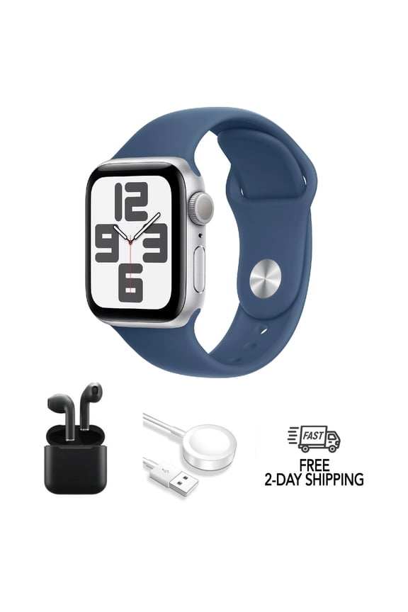 Pre-Owned Apple Watch SE (2022) 2nd Gen 40mm (GPS + Cellular) Silver w/ Wireless Earbuds