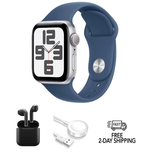 Pre-Owned Apple Watch SE (2022) 2nd Gen 40mm (GPS + Cellular) Silver w/ Wireless Earbuds