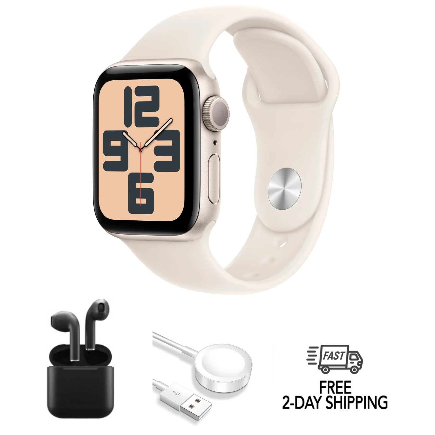 Pre-Owned Apple Watch SE (2022) 2nd Gen 40mm (GPS + Cellular) Starlight w/ Wireless Earbuds