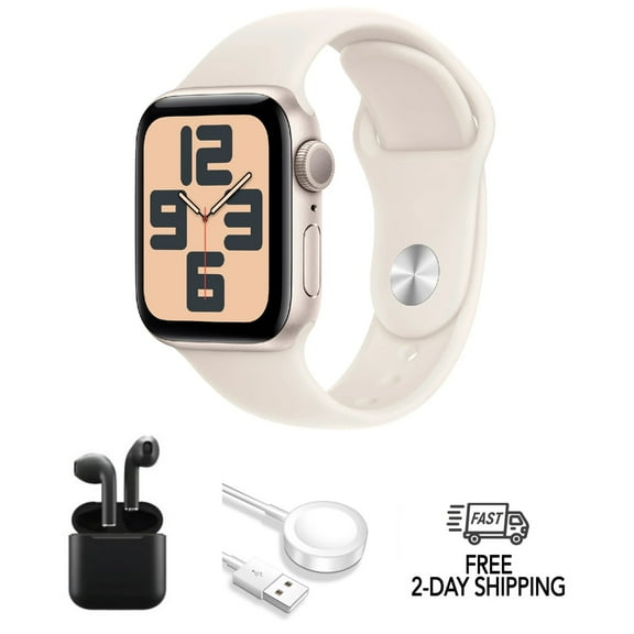 Pre-Owned Apple Watch SE (2022) 2nd Gen 40mm (GPS + Cellular) Starlight w/ Wireless Earbuds