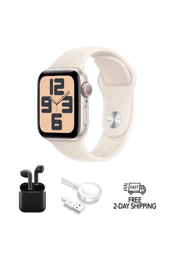 Pre-Owned Apple Watch SE (2022) 2nd Gen 40mm (GPS + Cellular) Starlight w/ Wireless Earbuds