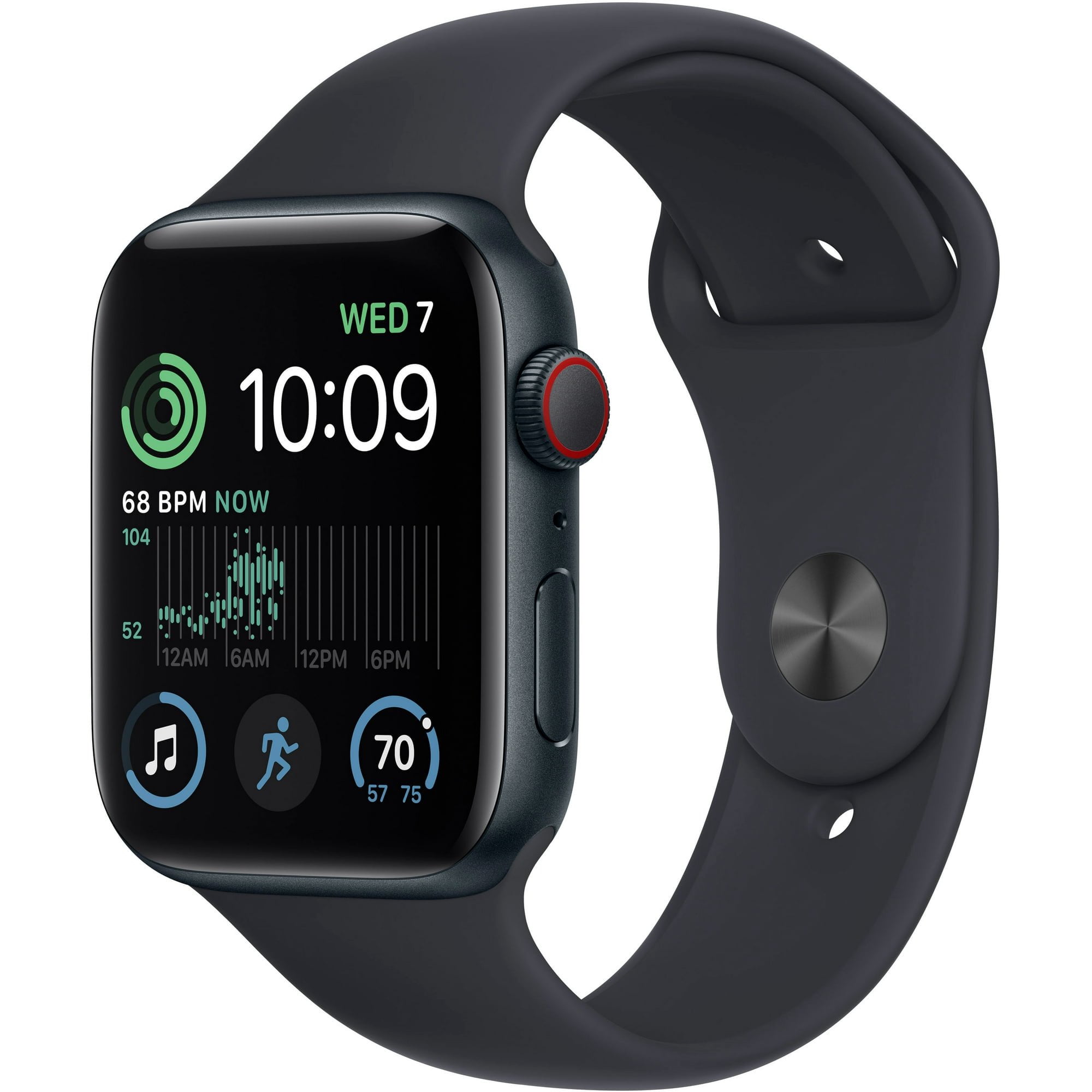 Apple, A2727U, Watch SE, Smart Watch, (2nd Gen), (GPS + Cellular), 18 Hours Battery Life, Midnight/44mm, 1 Pound, 1