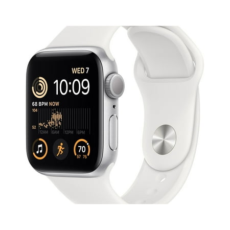 Apple Watch SE 2nd Generation (GPS) 40mm Aluminum Case with White Sport Band - S/M - Silver