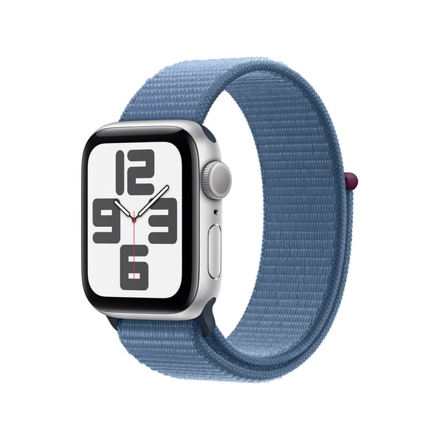 Apple Watch SE (2nd Gen) GPS 40mm Silver Aluminum Case with Winter Blue Sport Loop. Fitness & Sleep Tracker, Crash Detection, Heart Rate Monitor