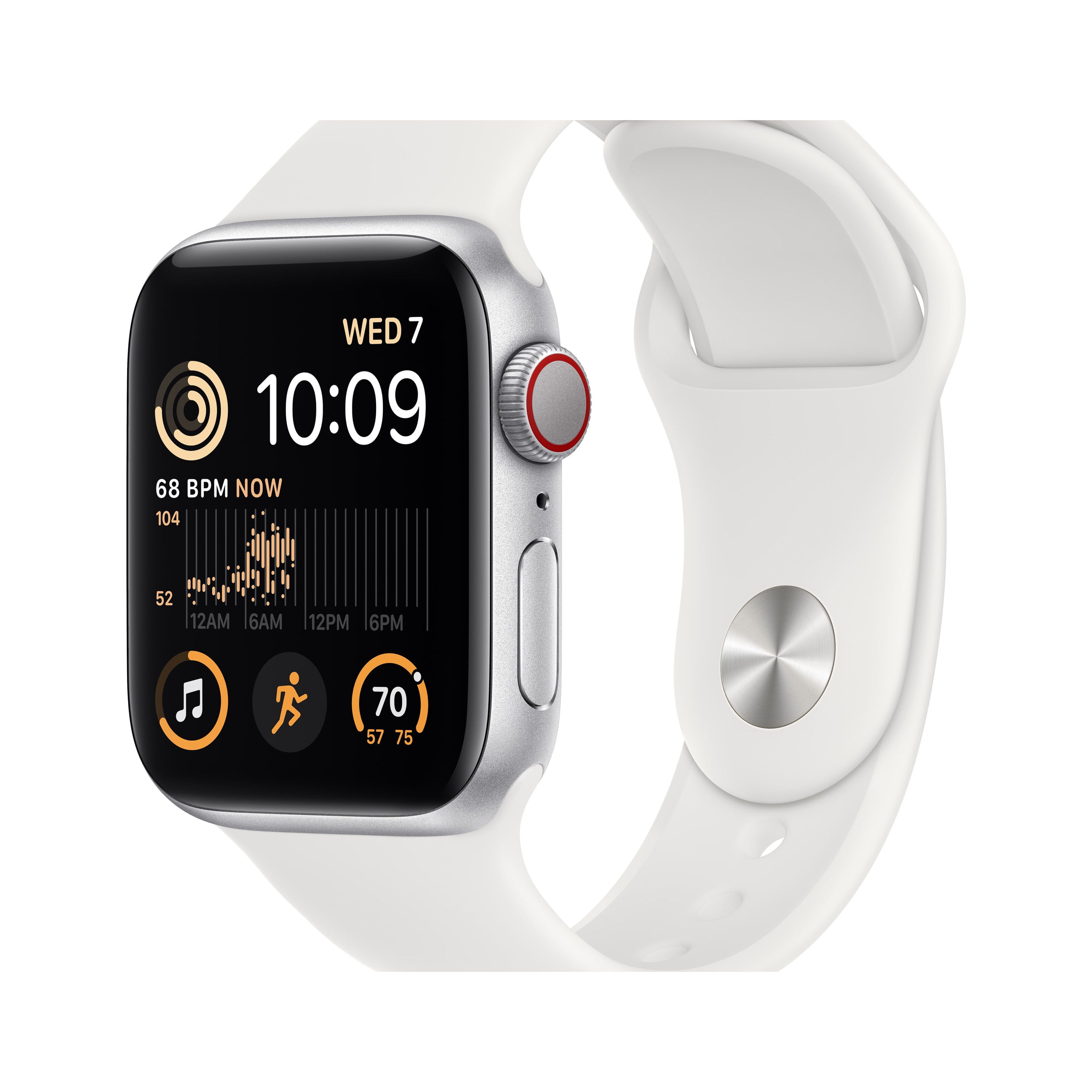 Apple Watch SE (2nd Gen) GPS + Cellular 40mm Silver Aluminum Case with  White Sport Band - S/M