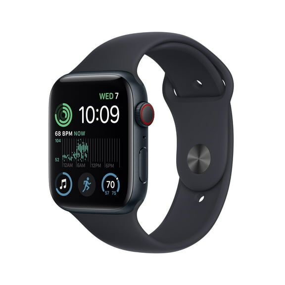 Apple Watch SE (2nd Gen) GPS + Cellular 40mm Midnight Aluminum Case with Midnight Sport Band - S/M. Fitness & Sleep Tracker, Crash Detection, Heart Rate Monitor