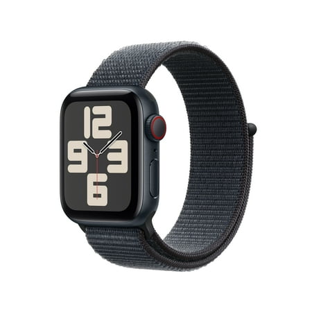 Apple Watch SE (2nd Gen) [GPS + Cellular] Smartwatch with 40mm Midnight Aluminum Case with Ink Sport Loop. Fitness & Sleep Tracker, Crash Detection, Heart Rate Monitor