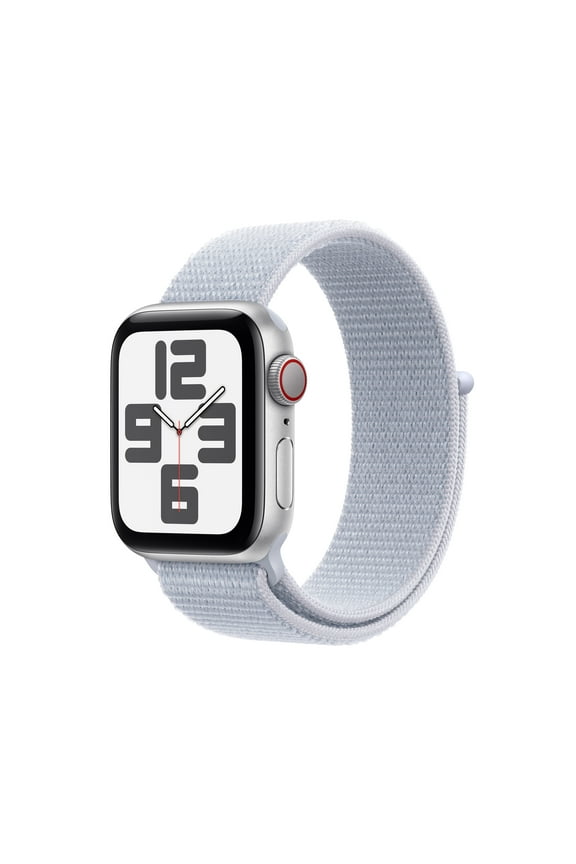 Watch SE (2nd Gen) [GPS + Cellular] Smartwatch with 40mm Silver Aluminum Case with Blue Cloud Sport Loop. Fitness & Sleep Tracker, Crash Detection, Heart Rate Monitor