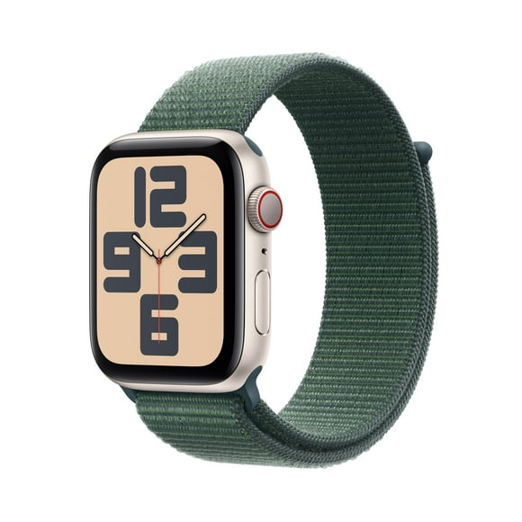 Apple Watch SE (2nd Gen) [GPS + Cellular] Smartwatch with 44mm Starlight Aluminum Case with Lake Green Sport Loop. Fitness & Sleep Tracker, Crash Detection, Heart Rate Monitor