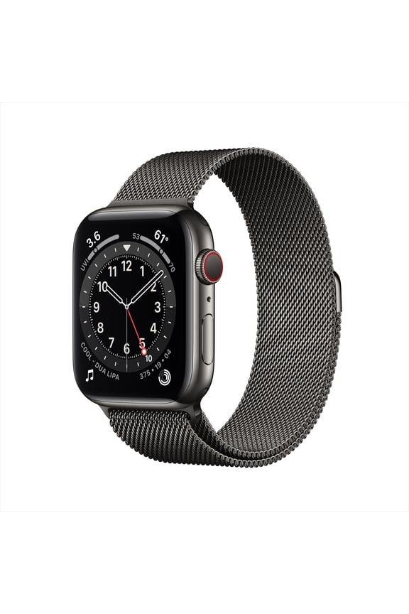 Restored Apple Watch SE 6 (GPS) Cellular 44mm Graphite Stainless Steel Case with Graphite Milanese Loop Band