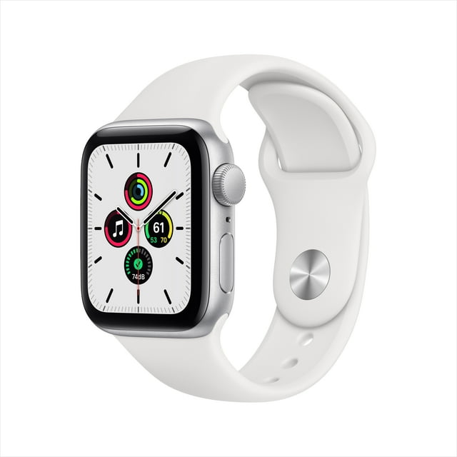 Apple Watch SE GPS, 40mm Silver Aluminum Case with White Sport Band - Regular