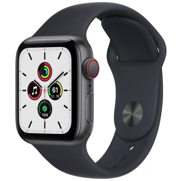 Restored Apple, Watch SE (GPS) + Cellular 40 mm Aluminum Case with Black Sport Band, 18 Hour Battery Life, Smart Watches, Space Gray, 1, 1, 1