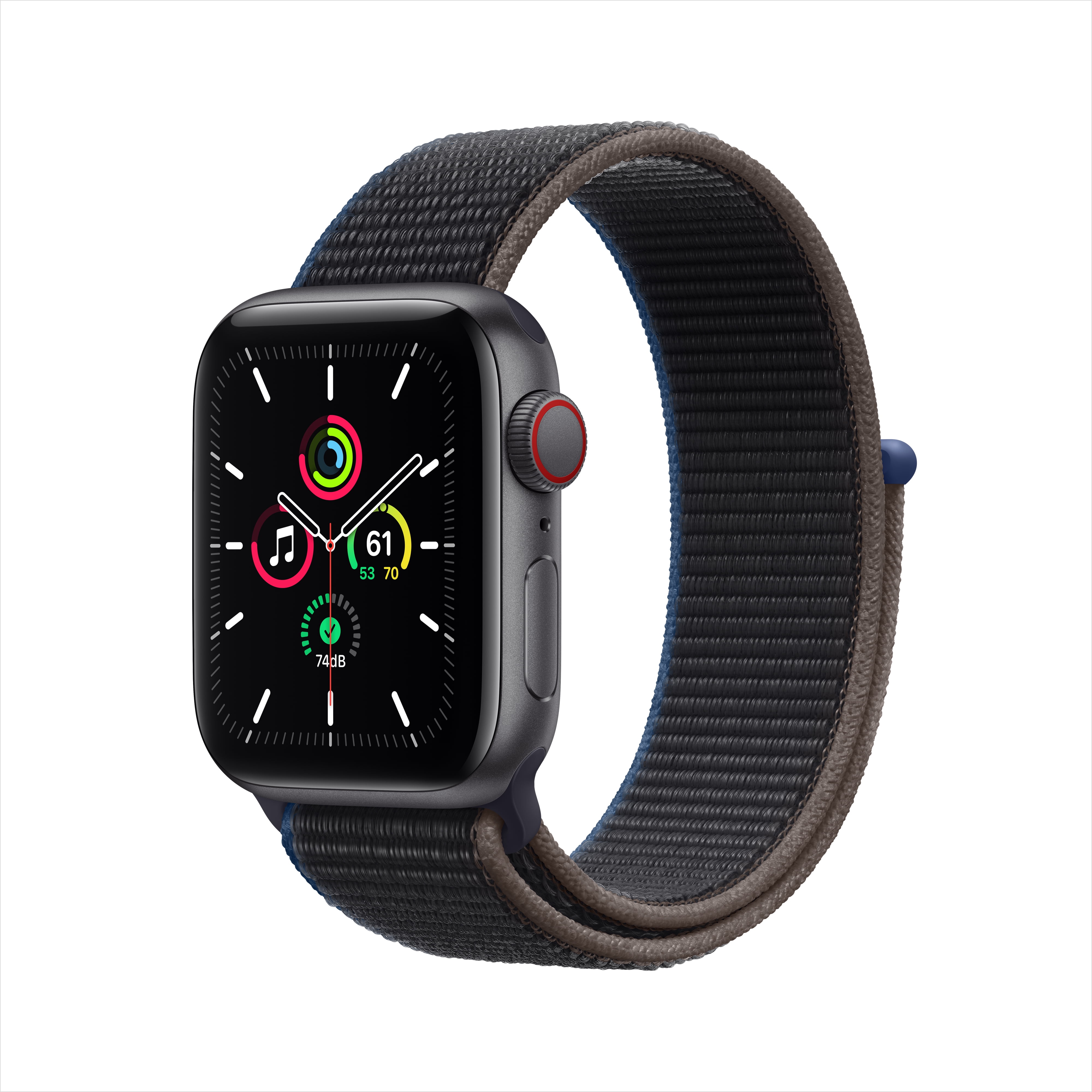 SE Case with Aluminum + Apple Sport GPS 40mm Gray Cellular, Loop Watch Space Charcoal