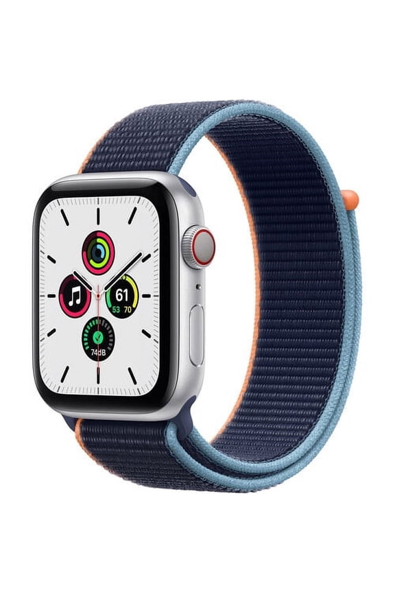 Pre-Owned Apple Watch SE (GPS + Cellular, 44mm) - Silver Aluminum Case with Deep Navy Sport Loop(New )