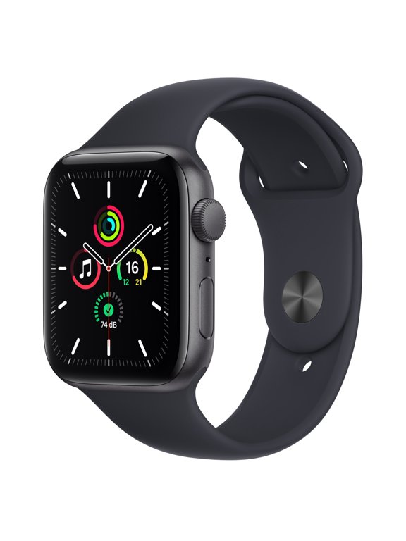 (Open Box) Apple Watch SE (GPS + Cellular, 44mm) Space Gray Aluminum Case with Black Sport Band
