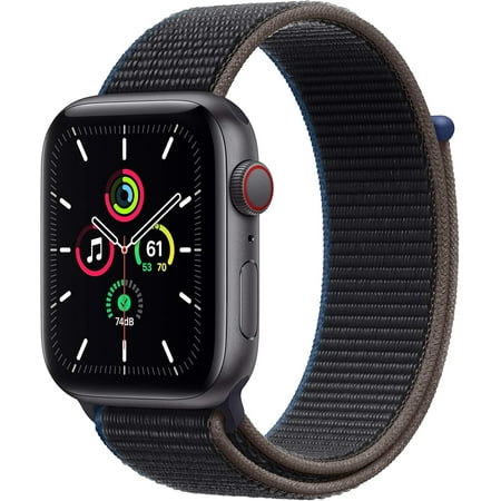 Apple Watch SE GPS + Cellular, 44mm Space Gray Aluminum Case with Charcoal Sport Loop