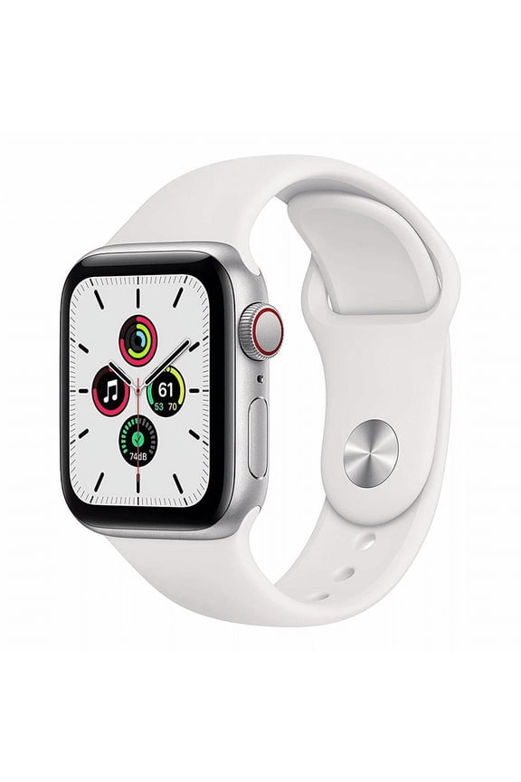 Pre-Owned Apple, Watch SE, Smart Watch, GPS + Cellular - Aluminum Case, White Sport Band, Silver/40mm, 1, 1, 1