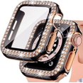 thumbnail image 1 of Apple Watch Screen Protector Bling Case Compatible for Apple Watch 44mm SE Series 6 5 4 with Hard PC Tempered Glass Diamond Protective Full Face Cover Case Accessories for iWatch Girl Women, 1 of 5