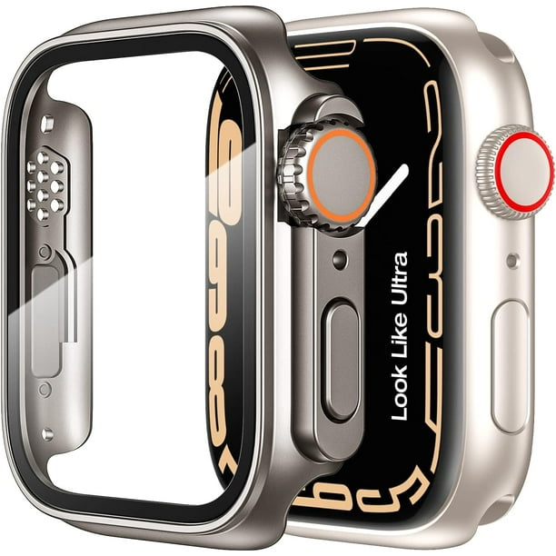 for Apple Watch Screen Protector Case Series SE 2nd SE 6 5 4 40mm Apple Watch Ultra Style Case iWatch Protective Face Cover Look Like Ultra with Tempered Glass Film for Women Men