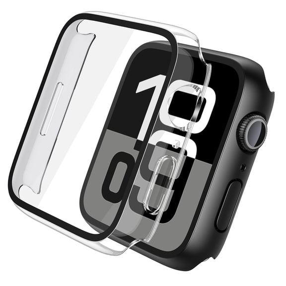 For Apple Watch Series 11/10 [46mm] Case, IC ICLOVER Full Cover Snap-on Cover with Built-in Clear Glass Screen Protector Anti-Scratch & Shockproof Hard PC Transparent Bumper iWatch Series 10 46mm
