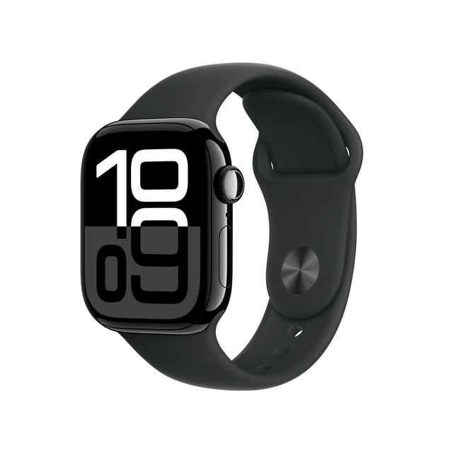 Apple Watch Series 10 GPS 42mm Jet Black Aluminum Case with Black Sport Band 