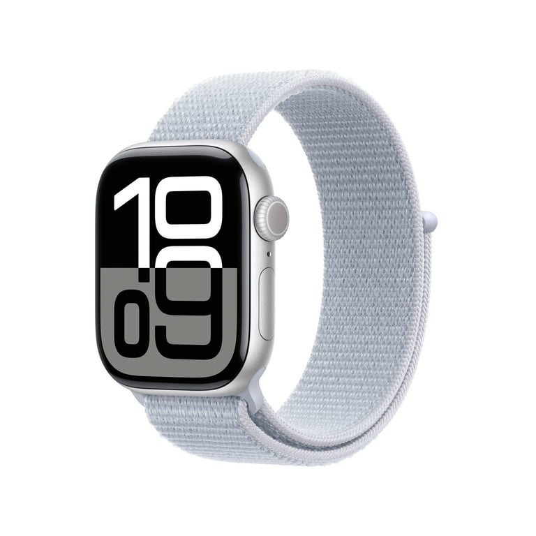 Apple Watch Series 10 GPS 42mm Silver Aluminum Case with Blue Cloud Sport Loop Walmart