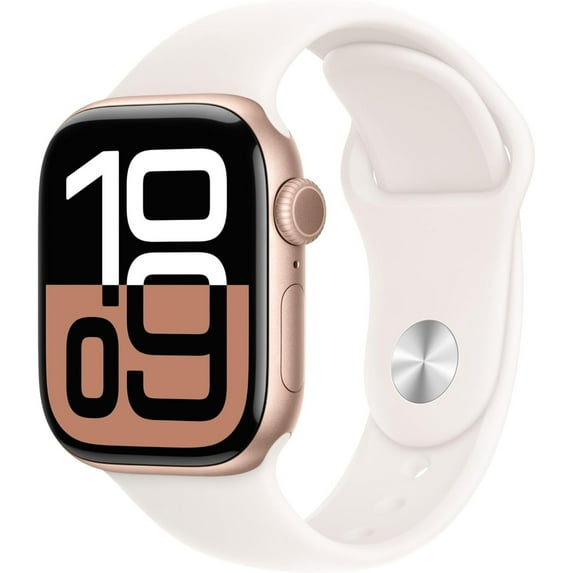 Restored Apple Watch Series 10 GPS 46MM Rose Gold Aluminium Case with Light Blush Sport Band - S/M Band (Refurbished)