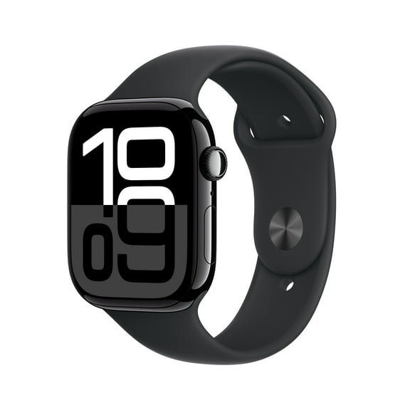 Apple Watch Series 10 GPS 46mm Jet Black Aluminum Case with Black Sport Band - S/M
