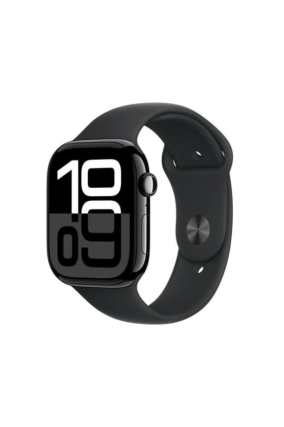 Open Box Apple Watch Series 10 GPS 46mm Jet Black Aluminum Case with Black Sport Band - S/M