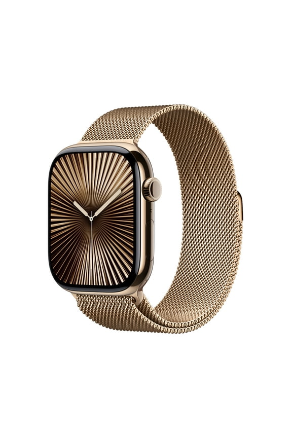 Watch Series 10 GPS + Cellular 42mm Gold Titanium Case with Gold Milanese Loop
