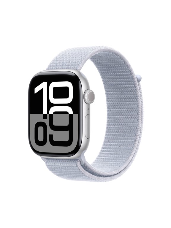 Watch Series 10 GPS + Cellular 46mm Silver Aluminum Case with Blue Cloud Sport Loop