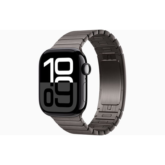 Restored Apple Watch Series 10 GPS + Cellular 46MM Jet Black Aluminum Case with Stainless Steel Slate Link Bracelet
