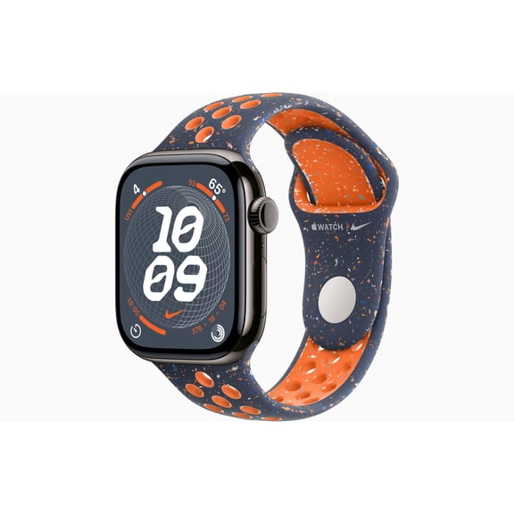 Restored Apple Watch Series 10 GPS + Cellular 46mm Slate Titanium Case with Blue Flame Nike Sport Band