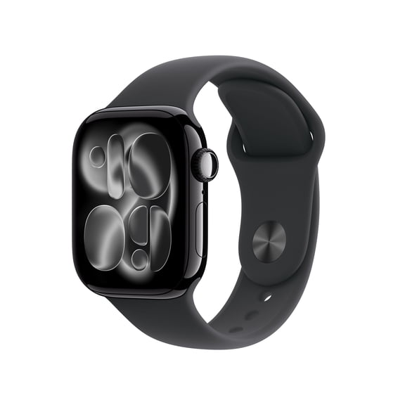 Apple Watch Series 11 [GPS 42mm] Smartwatch with Jet Black Aluminum Case with Black Sport Band - M/L