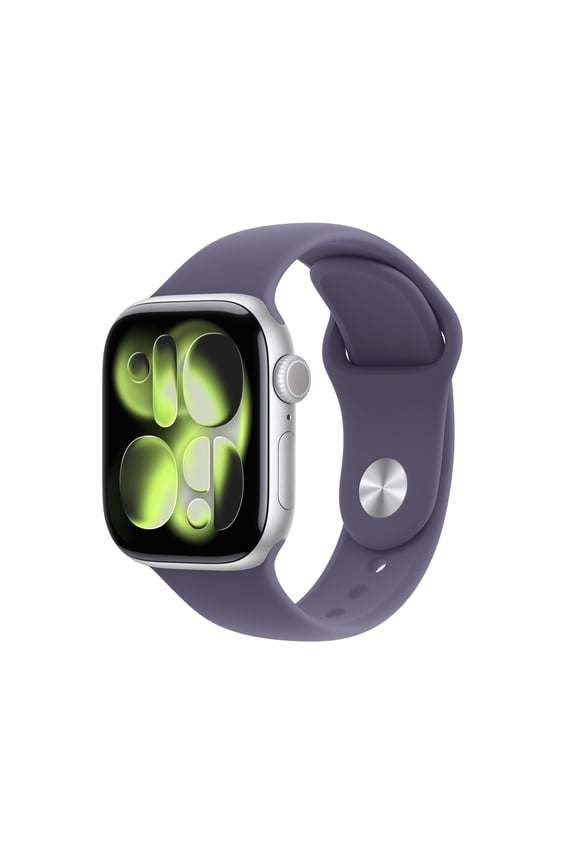 Open Box Apple Watch Series 11 [GPS 42mm] Smartwatch with Silver Aluminum Case with Purple Fog Sport Band - S/M
