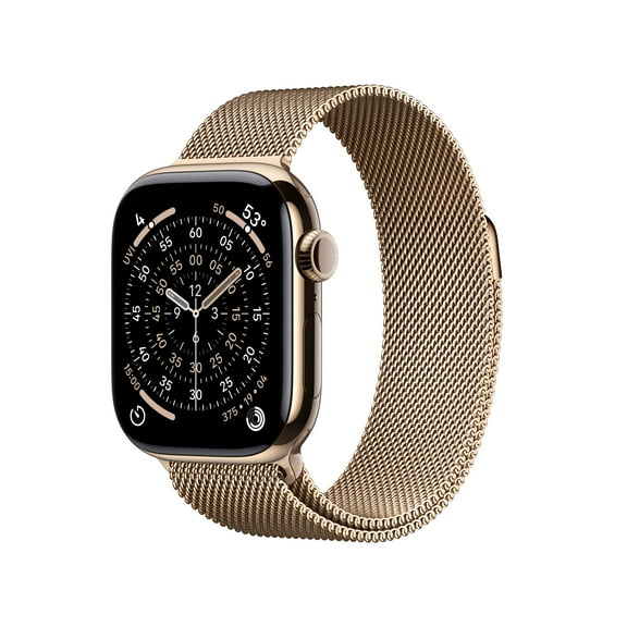 Apple Watch Series 11 [GPS + Cellular 42mm] Smartwatch with Gold Titanium Case with Gold Milanese Loop