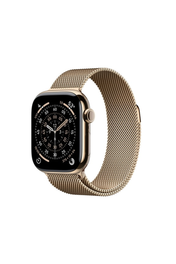 Watch Series 11 [GPS + Cellular 42mm] Smartwatch with Gold Titanium Case with Gold Milanese Loop