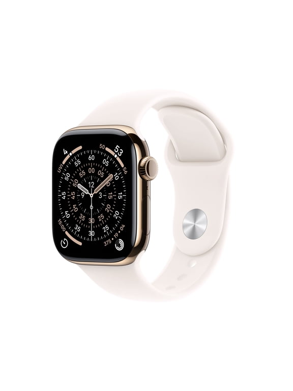 Watch Series 11 [GPS + Cellular 42mm] Smartwatch with Gold Titanium Case with Light Blush Sport Band - M/L