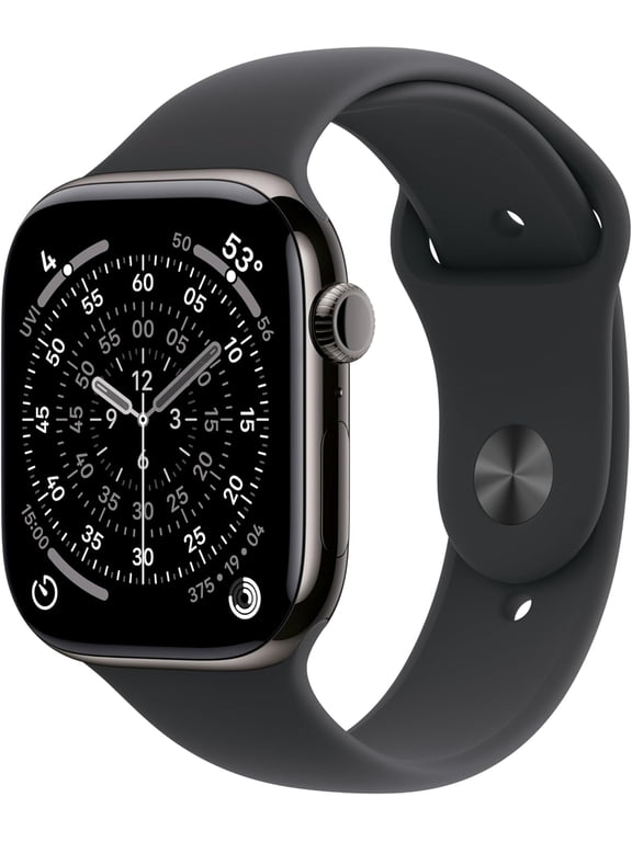 Watch Series 11 [GPS + Cellular 42mm] Smartwatch with Slate Titanium Case with Black Sport Band - S/M