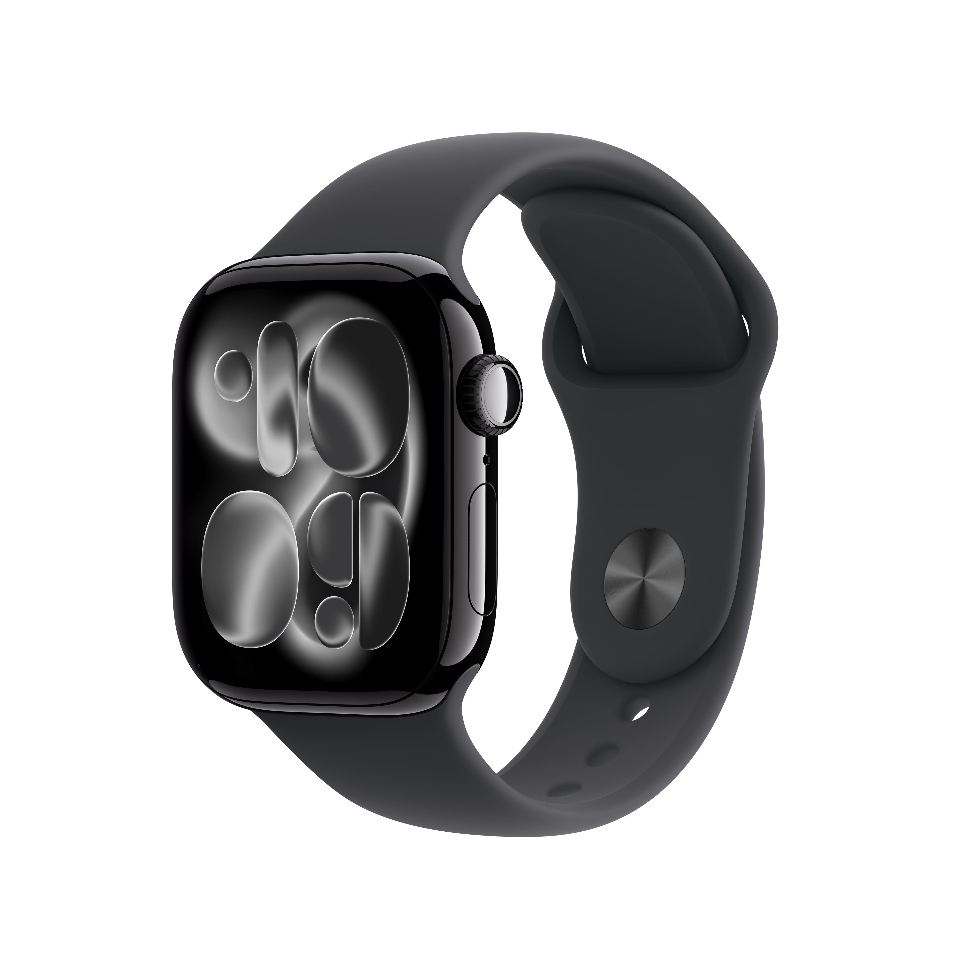 Open Box Apple Watch Series 11 [GPS + Cellular 42mm] Smartwatch with Jet Black Aluminum Case with Black Sport Band - M/L