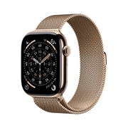 Apple Watch Series 11 [GPS + Cellular 46mm] Smarwatch with Gold Titanium Case with Gold Milanese Loop - S/M