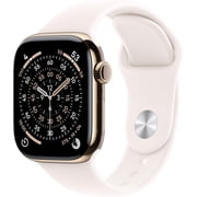 Apple Watch Series 11 [GPS + Cellular 46mm] Smartwatch with Gold Titanium Case with Light Blush Sport Band - M/L