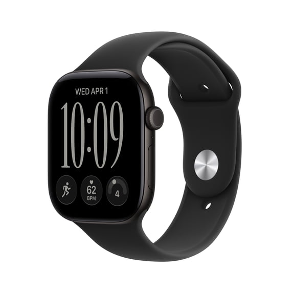 Apple Watch Series 12 GPS 46mm Black Aluminum Case with Black Sport Band - M/L