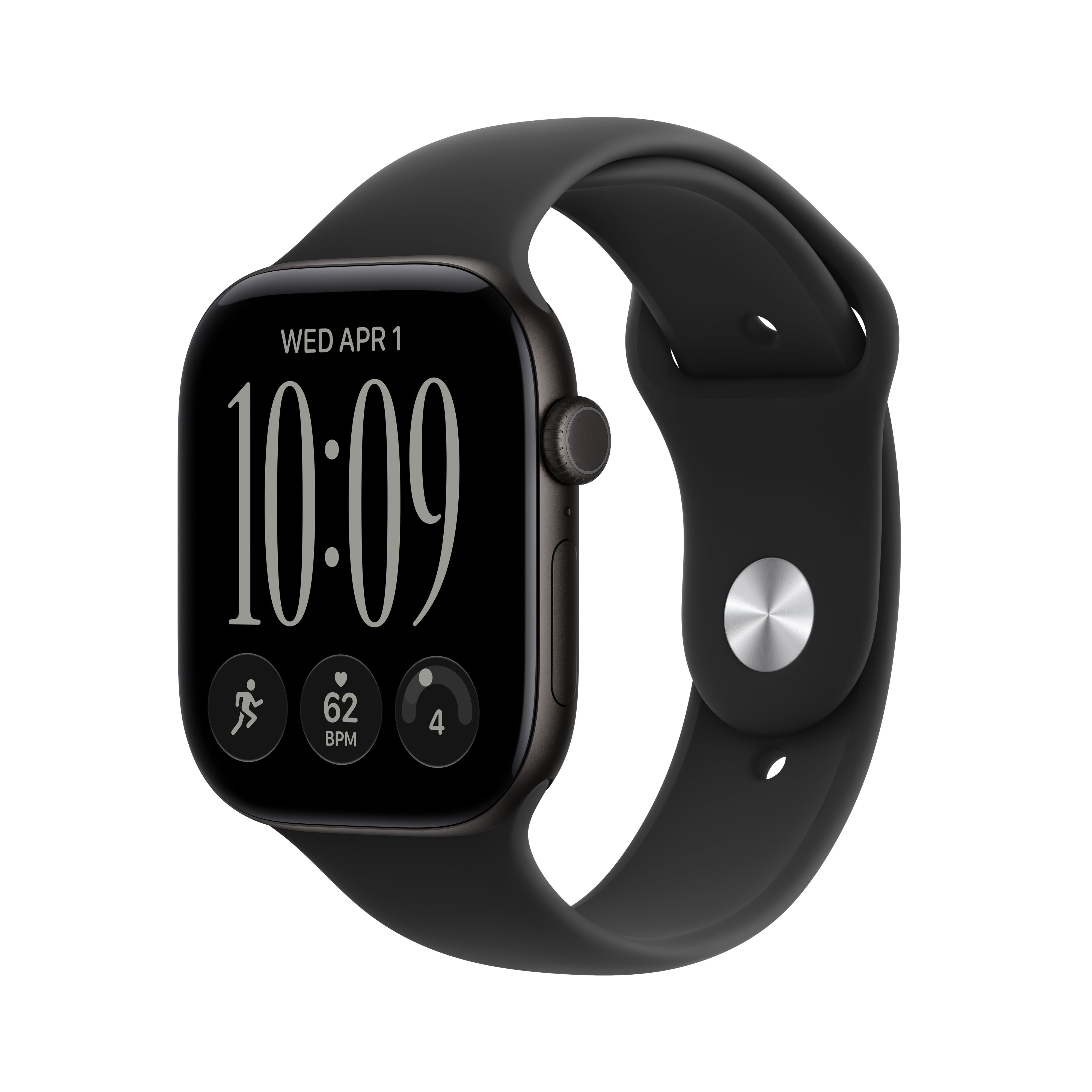 Apple Watch Series 12 GPS 46mm Black Aluminum Case with Black Sport Band - S/M